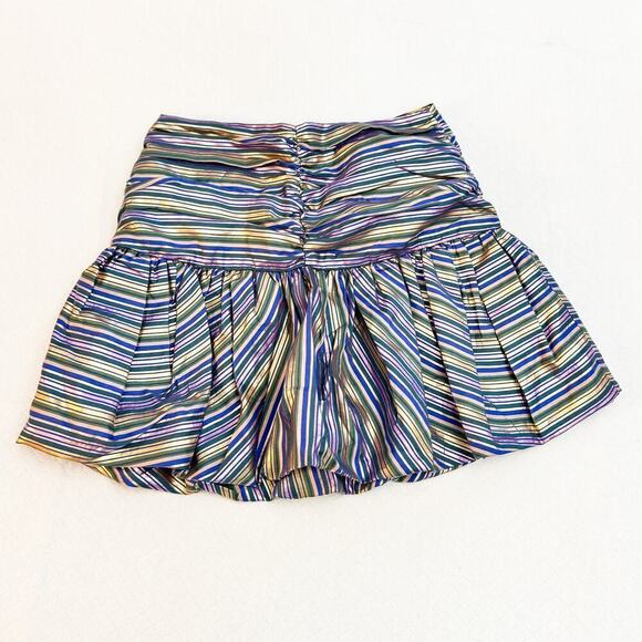 Zara Metallic Ruched Mini Skirt Striped Pattern SZ S NWT - Picture 1 of 6